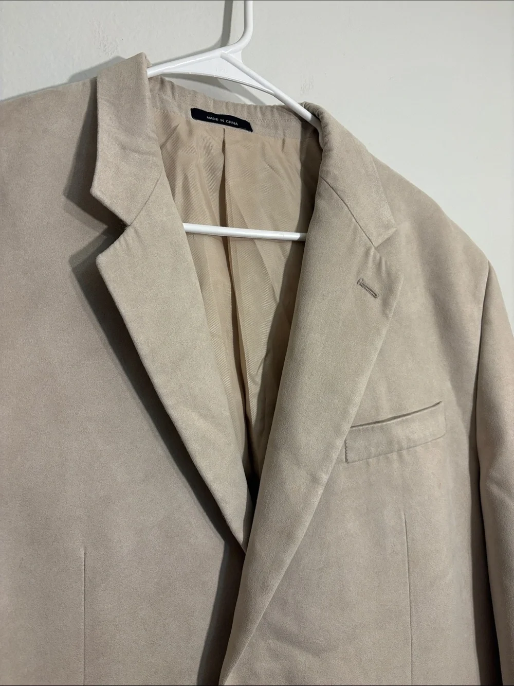 Chaps Light Beige Suede Blazer Jacket